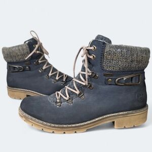Rieker Sabrina Y9131 Waterproof Winter Hiker Boots – Pacific Blue Size 40